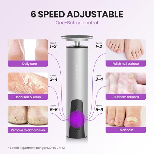 2-in-1 Electric Callus Remover for Feet, Professional Pedicure Tool Gift | 2 Hours Operation | 6 Gears Adjustable Foot File | 1200mAh Rechargeable | 20 Sandpapers | Self Care Gifts for Women Mom Lover - style: 03-Electric Callus Remover Sliver