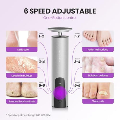 2-in-1 Electric Callus Remover for Feet, Professional Pedicure Tool Gift | 2 Hours Operation | 6 Gears Adjustable Foot File | 1200mAh Rechargeable | 20 Sandpapers | Self Care Gifts for Women Mom Lover - style: 03-Electric Callus Remover Sliver