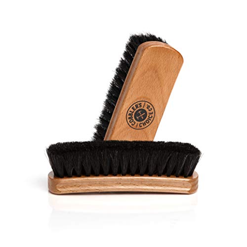 Premium Shoe Brush - Horsehair Shoe Brush - Concaved Handle for Premium Grip, Tan - color: Tan