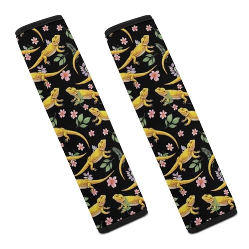 Universal Soft and Comfortable Bearded Dragon Cute Animal Lizard Seat Belt Shoulder Pad for Kids, Most Cars, 1 Pair Seat Belt Covers Cushion Anti-Slip Pad - color: Pattern 784