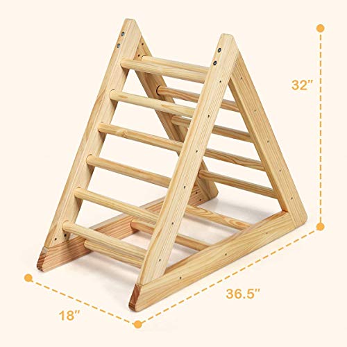 GLACER Wooden Climbing Triangle Ladder, Toddler Triangle Climber with 3 Different Climbing Ladders for Kids 3 Years Old+, Indoor Playful Climbers to Develop Strength, Balance and Motor Skills