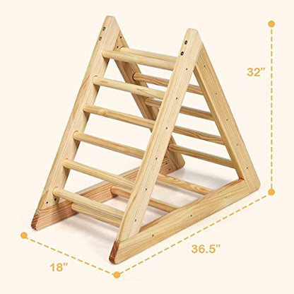 GLACER Wooden Climbing Triangle Ladder, Toddler Triangle Climber with 3 Different Climbing Ladders for Kids 3 Years Old+, Indoor Playful Climbers to Develop Strength, Balance and Motor Skills