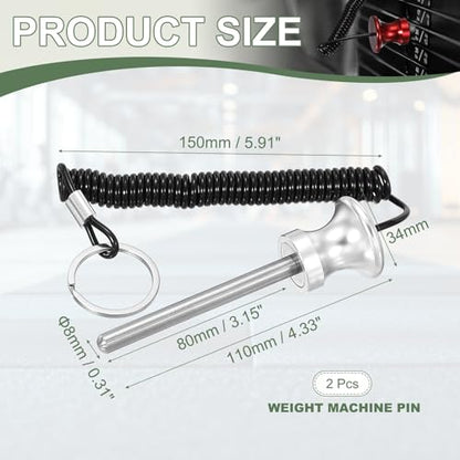 Weight Stack Pin, Weight Gym Pin Strength Training Equipment Replacement with Pull Rope for Commercial Home - color: Silver, size: 0.3 x 3.1 Inch