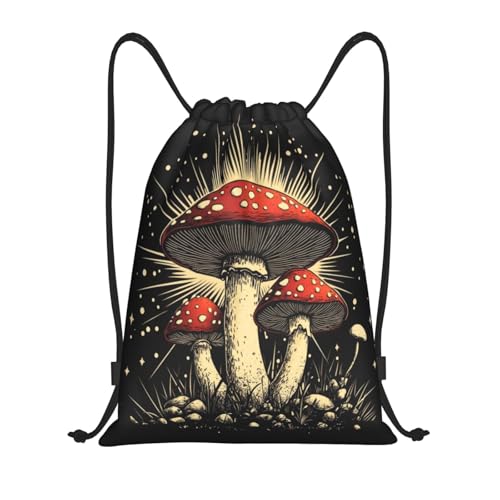 Drawstring Sports Backpacks - Lightweight Swim Gym Bags for Women Men String Sackpack for Beach Travel Yoga(Small, Cartoon Mushroom) - color: Cartoon Mushroom, size: Small