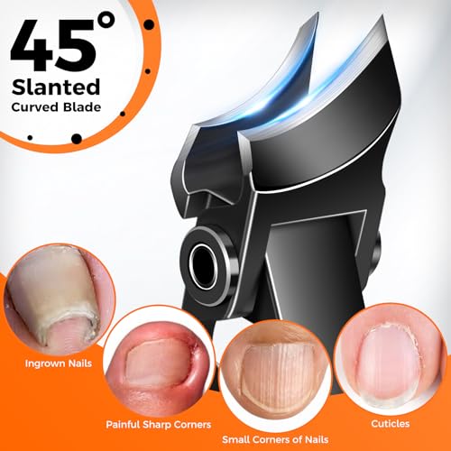 Toenail Clippers for Seniors Thick Toenails, Slanted Large Nail Clippers for Men Thick Ingrown Nails with Wide Opening, Heavy Duty Angled Head Nail Clipper Cutter with Catcher -Black - style: Slanted Wide Opening & Angled Head
