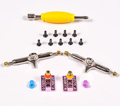 Fingerboard Trucks with Upgraded Urethane Bushings and Pivot Cup,34mm 32mm Width,Normal Kingpin (Pink, 34mm) - color: Pink, size: 34mm