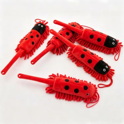Nylon Hand Cleaning Brush Extendable Soft Handle for Home Fan,Red | Mini Cartoon Patterns Hand Cleaning Brush Extendable Soft Handle for Home Ceiling Fan,13.8In