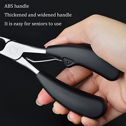 Cuticle Nippers, Professional Heavy Duty Toenail Clippers for Thick & Ingrown Nails, Stainless Steel Nail Nipper with Non-Slip Ergonomic Handle, Manicure Pedicure Tool for Seniors, Men & Salon Use - color: Stainless Steel, Black