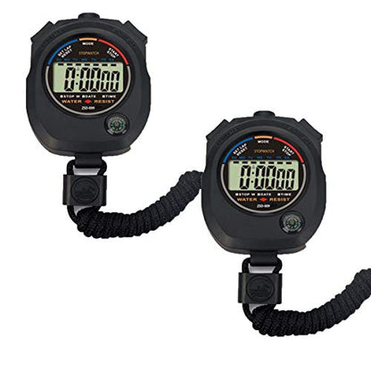 Pgzsy 2 Pack Multi-Function Electronic Digital Sport Stopwatch Timer, Large Display with Date Time and Alarm Function,Suitable for Sports Coaches Fitness Coaches and Referees,Pgzsy - style: 2pack