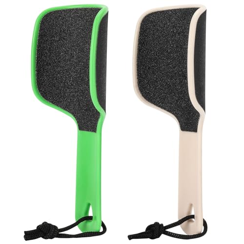2 Pcs Curved Foot File Callus Remover for Feet, Double Sided Heel File Scraper U Shaped Foot Scrubber Dead Skin Remover - color: Green&yellowish