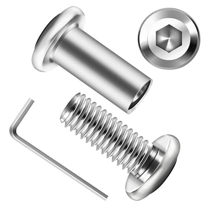 Mywish 10Sets M6 x 16mm Flat Head Hex Socket Cap Screws Bolts and Barrel Nuts Kit, 304 Stainless Steel Furniture Connector Bolts, Metric M6 Countersunk Binding Screws for Crib Cabinet with Hex Spanner - size: M6 x 16mm