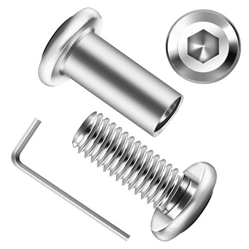 Mywish 10Sets M6 x 16mm Flat Head Hex Socket Cap Screws Bolts and Barrel Nuts Kit, 304 Stainless Steel Furniture Connector Bolts, Metric M6 Countersunk Binding Screws for Crib Cabinet with Hex Spanner - size: M6 x 16mm