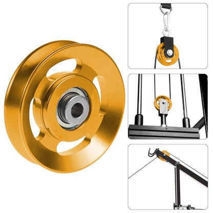 Aluminium Alloy Gym Pulley 90 mm，2‑Pack / 4‑Pack / 6‑Pack - color: Yellow