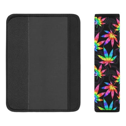 2PCS Tie Dye Weedleaf Leaves Car Seat Straps Shoulder Pads Universal Soft and Comfortable Seat Belt Covers Cushion for Child, All Vehicles, Shock Absorption - color: Pattern 655