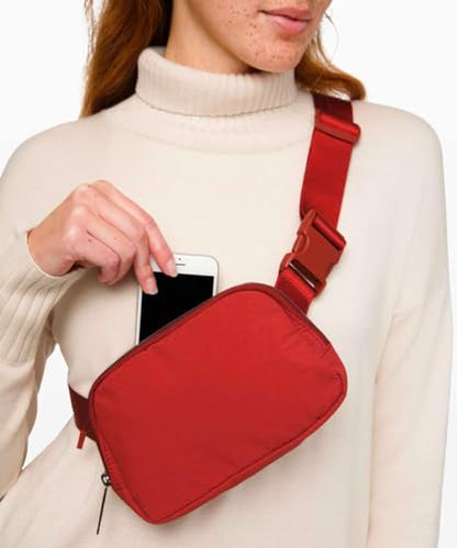 YOSHUYUKI Fanny Pack Cross Body Bag Small Crossbody Bags for Women Men Trendy Nylon Waterproof Mini Purse Travel Running Belt Lulu Dupes Bum Hip Chest Waist Pack Side Bag Must Have Red - color: Passion Red