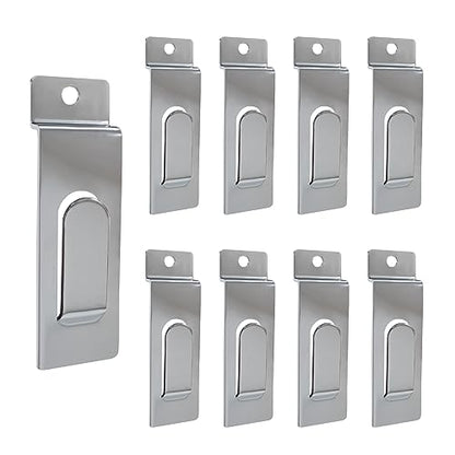Slatwall Utility Hooks, 10pcs Metal Notch Picture Display Hooks Commercial Slatwall Picture Hook Hangers Painting Hook for Photo Frame Painting Arts Center Slat Panel (Silver) - color: Silver