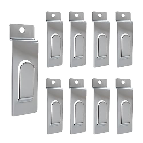 Slatwall Utility Hooks, 10pcs Metal Notch Picture Display Hooks Commercial Slatwall Picture Hook Hangers Painting Hook for Photo Frame Painting Arts Center Slat Panel (Silver) - color: Silver