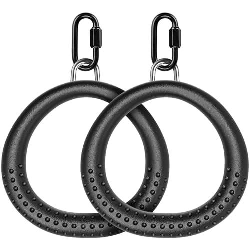 SELEWARE Trapeze Swing Rings, Non-Slip Gymnastic Rings Pull Up Exercise Rings for Home Gym Playground Ninja Warrior Obstacle Course Training Workout - color: 2-pack Trapeze Rings