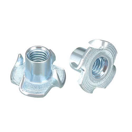 uxcell M5 4 Pronged Tee Nut T-Nut for Table Legs Rock Climbing Wall Woodwork Holds Wood Cabinetry 50Pcs - size: M5