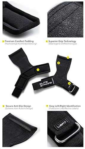 Fitgriff® Elite Straps - Lifting Wrist Straps (Rubber Grips) for Weightlifting, Gym, Workout, Deadlift - Anti-Slip Revolution for Men and Women - size: X-Large