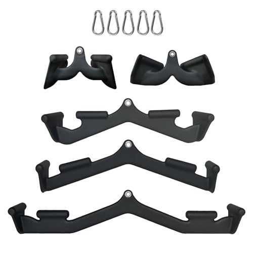BLUSLM Lat Pull Down Bar T bar Row Attachment, V Bar Tricep Lat Pulldown Attachments, Back Strength Training Bar for Home Gym Exercise Cable Machine Attachments - color: Black 13