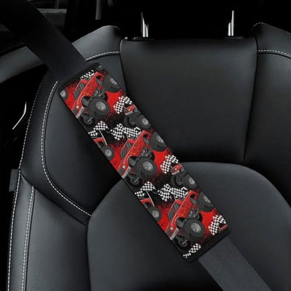 2 Piece Red Fire Monster Truck Car Seat Straps Shoulder Pads Universal Fit Automotive Seat Belt Protector for Kids, Car Seats Pushchair Strollers High Chair Pushchair - color: Pattern 1236