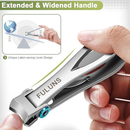 Toenail Clippers for Men Thick Toenails with 16MM Wide Jaw Opening, Large Nail Clippers for Seniors Thick Nails with Long Handle, Heavy Duty Sharp Slanted Nail Cutter Gifts for Men Women Adults - style: Silver Slanted Nail Clippers Set