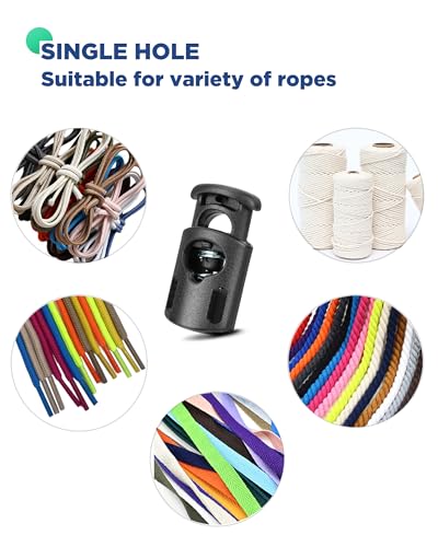 Ptinyiv 12Pcs Cord Lock, Cord Locks for Drawstrings, Black Plastic Spring Toggle Stoppers, Reliable Cord Fastener Clips for Paracord, Shoelaces, Bags, Clothing, and DIY Projects