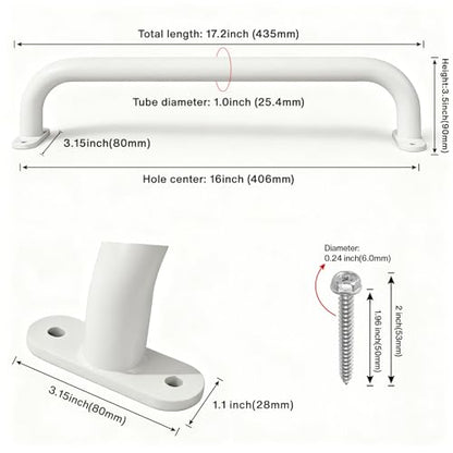 17 Inch White Indoor Monkey Bars Ladders Playground Handles 6 Pack | Heavy Duty Solid Metal, Non-Slip Matte Powder Coated, Comfy Secure Handle Bar, Outdoor Playset Climbing Frame Jungle Gym - color: White