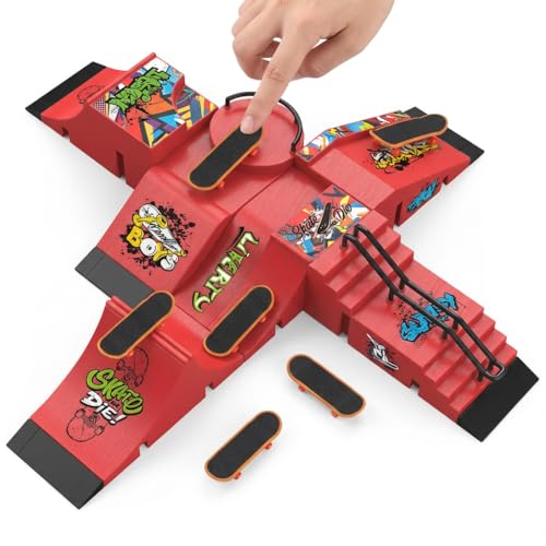 Fingerboard Skate Park Set - Compatible with Tech Deck Skateboards - 6 Ramps, 6 Fingerboards, & Obstacles - Ideal for Fingerboard Enthusiasts