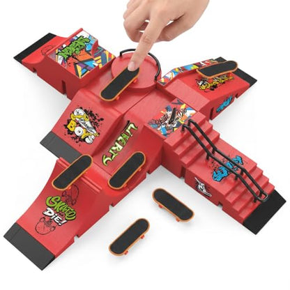 Fingerboard Skate Park Set - Compatible with Tech Deck Skateboards - 6 Ramps, 6 Fingerboards, & Obstacles - Ideal for Fingerboard Enthusiasts