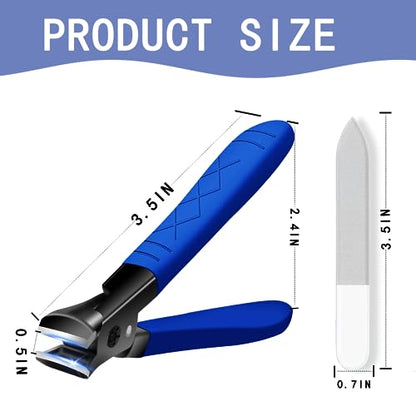 Nail Clippers for Thick Nails, Professional Nail Clippers, Senior Toenail Clippers Cutter, Nail Clipper for Men Women, Stainless Steel Fingernail Clipper, Wide Jaw Nail Clipper with Nail File - size: blue