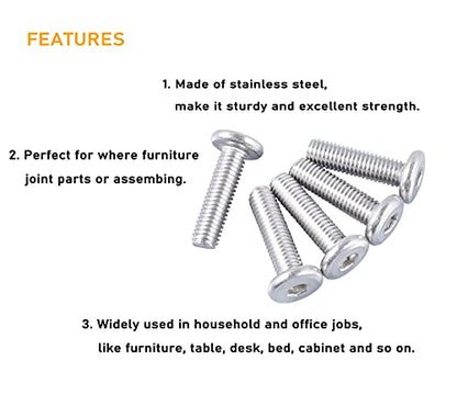 10pcs M6 x 90mm Rivet Countersunk Socket Cap Allen Bolts Rivet Screws Furniture Connecting 304 Stainless Steel - size: 10pcs M6 x 90mm