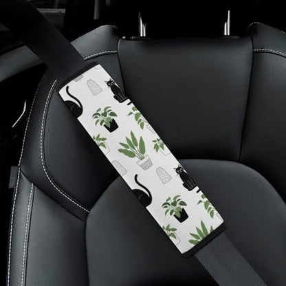 2 Pack Funny Black Cat Plant Garden Seat Belt Cover Universal Fit Shoulder Harness Cover for Girls and Boys, Car Seats Pushchair Strollers High Chair Pushchair - color: Pattern 1154