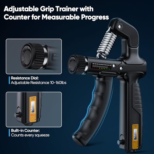 FitBeast Grip Strength Trainer Kit, Digital Grip Strength Tester with Adjustable Hand Gripper Strengthener & Finger Exerciser, Track Progress for Fitness, Rehab & Strength Building (Advanced 3-in-1 Kit)