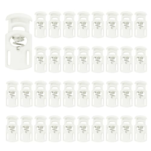 PATIKIL Nylon Spring Cord Locks, Elastic Toggle Stop Slider Clamp Adjuster Fastener for Drawstring Shoelaces Paracord - color: White