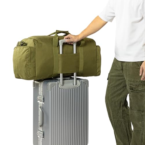 APRILBAY Super Quality 60L Large Duffel Travel Bag Luggage Foldable Bag Cargo Sport Gear Equipment Skiing Hardware Bag Heavy Duty& Durable(Dark Green) - color: Dark Green