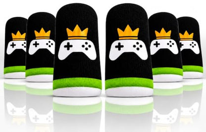 King of The Game - Improved Materials Gaming Finger Sleeves (6 Pack) for Touch Screens and Controllers. Skin-Protective, Ultra-Sensitive, Sweat-Resistant, Breathable and Stretchable. (Green) - color: Green