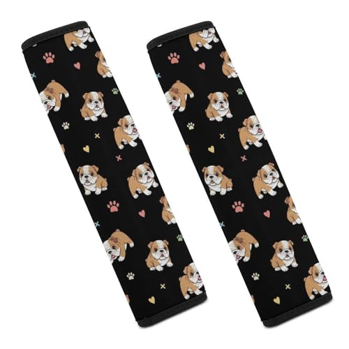 2 Pack English Bulldog Funny Seat Belt Cover Universal Fit Seat Belt Cushion for Kids, Stroller Pushchair High Chair, Neck and Shoulder Support - color: Pattern 1151