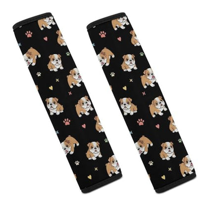 2 Pack English Bulldog Funny Seat Belt Cover Universal Fit Seat Belt Cushion for Kids, Stroller Pushchair High Chair, Neck and Shoulder Support - color: Pattern 1151