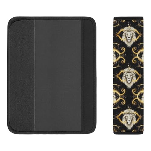 2 Pack Lions Luxury Black Gold Artistic Wildlife Seat Belt Shoulder Pad Universal Fit Harness Pads Strap for Kids, Car Seats Pushchair Strollers High Chair Pushchair, Shock Absorption - color: Pattern 573
