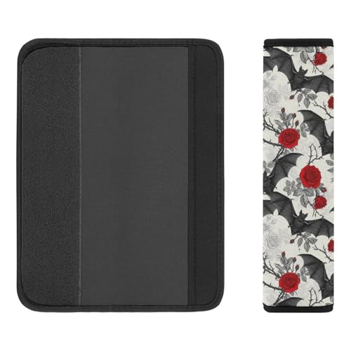 2 Piece Gothic Floral Roses Bat Car Seat Straps Shoulder Pads Universal Fit Automotive Seat Belt Protector for Kids, Car Seats Pushchair Strollers High Chair Pushchair - color: Pattern 1155