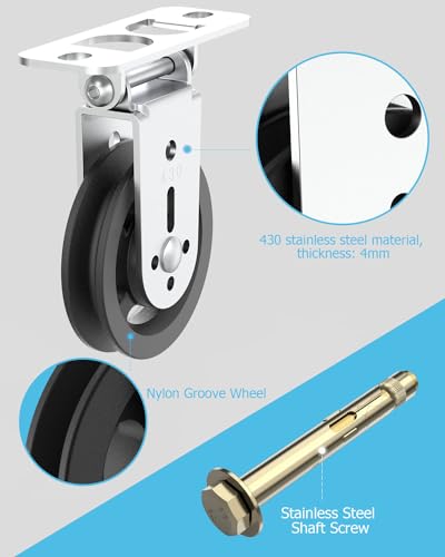 Gym Pulley Blocks, 3.5Inch/88mm Wall Mount Fixed Pulley Wheel, Upgrade Rotation 180 Degree, Load Bearing 300LBS, Heavy Duty Swivel Wheel for LAT System, DIY Fitness - style: Wall-mounted Pulley -2 Pack