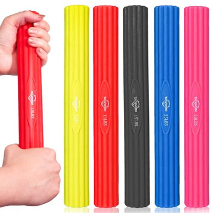 DICYWUDI Flex Therapy Bar and Grip Strength Trainers set, Physical Therapy & Resistance Bar for Golfers Elbow, Tendinitis, Wrist,Forearms Pain, Improve Grip Strength and Relieve Pain - color: Yellow/Red/Black/Blue/Pink