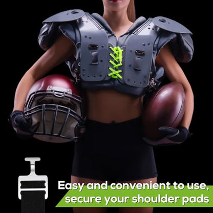 Fabbay Shoulder Pad T Hook with Elastic Strap,Include Silver Metallic Football T Hook for Youth Adult Football Shoulder Pad Straps - size: 1 Inch