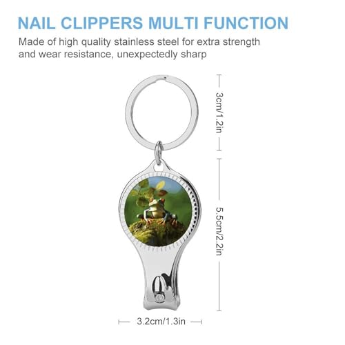 Peace Frog Tree Metal Nail Clipper, Nail Cutter with File & Bottle Opener Keychain for Men Women, Portable Nail Tool for Travel Outdoor Daily Use