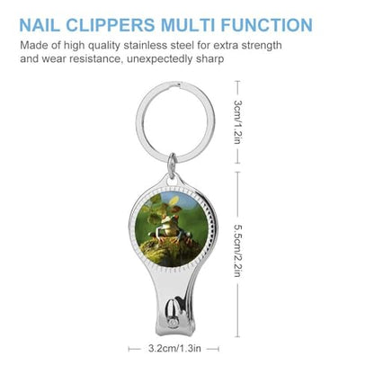 Peace Frog Tree Metal Nail Clipper, Nail Cutter with File & Bottle Opener Keychain for Men Women, Portable Nail Tool for Travel Outdoor Daily Use