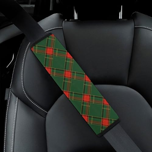 Soft Padded Seat Belt Cover for Girls and Boys, Stroller Pushchair High Chair, 2 Piece Buffalo Plaid Checkered Red Green Shoulder Protector Anti-Slip Pad - color: Pattern 1264