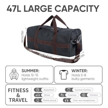 Large Canvas Travel Duffle Bag Heavy Duty, 3-in-1 Convertible Travel Bag with Backpack Straps for Gym, Sports, Travel, Camping(Dark Grey) - color: Dark Grey