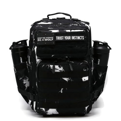 WOLFpak 35L Athletic Gym Backpack - Durable 1000D Waterproof Oxford Material with MOLLE Webbing, Laptop Pocket - color: Black Lightning